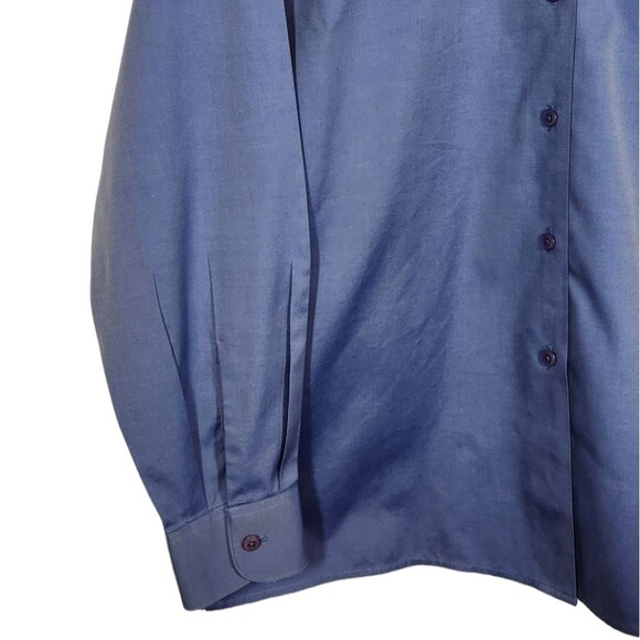 Foxcroft Top Shaped Fit Pinpoint Essential‎ No Iron Shirt Wrinkle Free Blue 8 - Picture 3 of 12